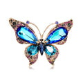 Aqua Gold Tone Butterfly Crystal Metal Brooch Pin 6.3 x 4.8 cm view 1