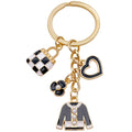 Black White Handbag Heart and Jacket Metal Keychain Set view 5
