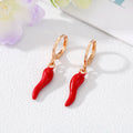 Gold Tone Colorful Enamel Chili Pepper Huggie Earrings view 5