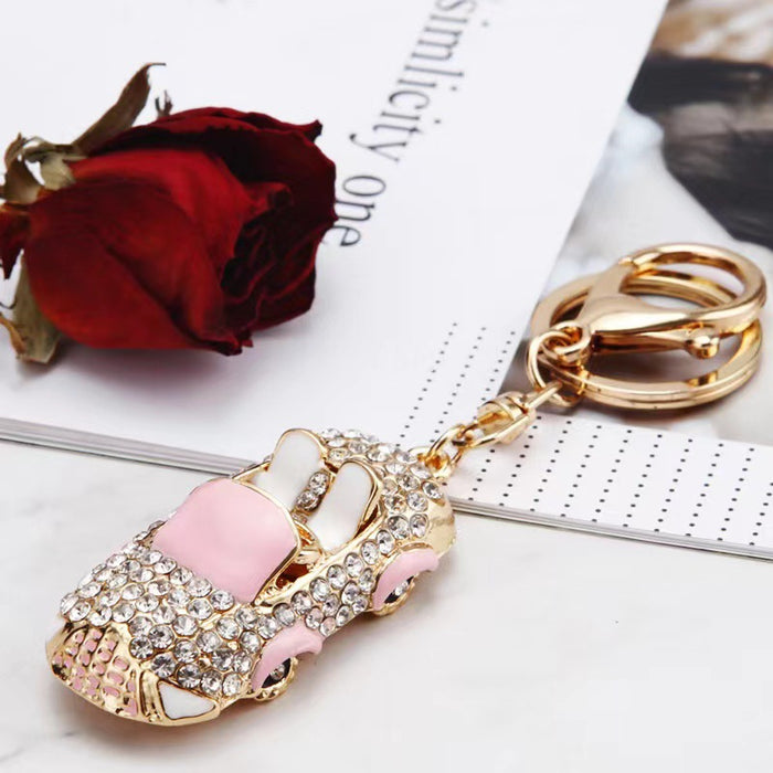 Rhinestone Convertible Car Keychain Metal Enamel Bag Charm