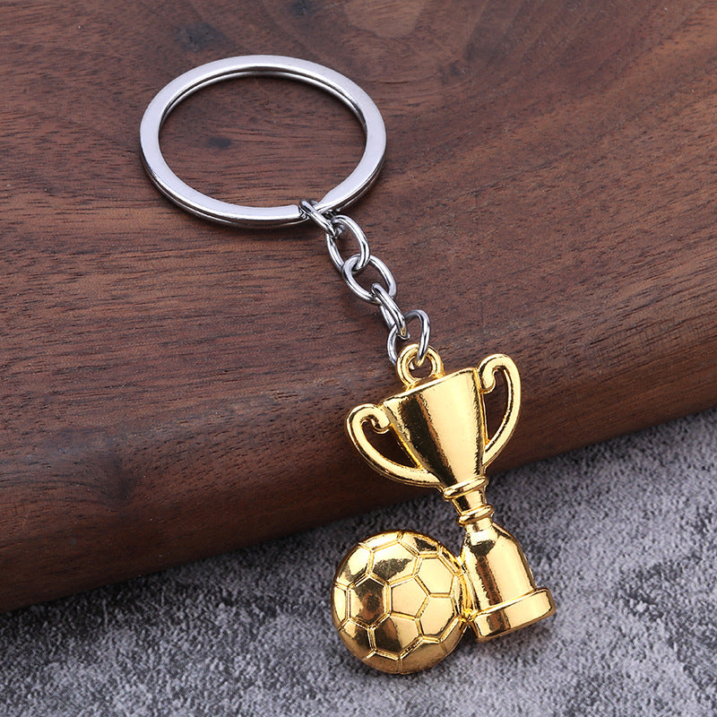 Soccer Ball Metal Keychain Sports Souvenir Key Ring Pendant