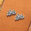 Little Sister Word Charm Metal Jewelry Making Component In 3 Finishes view 3