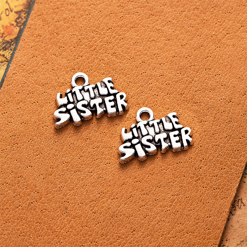 19x13mm SISTER Letter Alloy Pendant Charm
