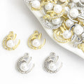 Pearl Dolphin Crystal Metal Jewelry Charms, 2 Finishes view 1