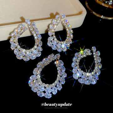 Crystal Teardrop Statement Stud Earrings Fashion Jewelry