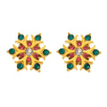Gold Snowflake Stud Earrings With Open Petal Zircon Design view 5