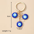 Gold Tone Triple Blue Evil Eye Split Ring Keychains view 4