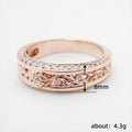Rose Gold Tone Openwork Wide Band Ring With Clear Stones view 5