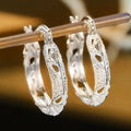 Filigree Openwork Oval Hoop Earrings Four Metal Finishes view 2