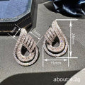 Layered Open Teardrop Clear Stone Earrings Metal Jewelry Design view 4