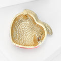 Pink Peach Brooch with Green Leaves and Gold Tone Stem view 4