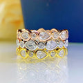 Pear Round Bezel Eternity Band Ring Gold White Rose Alloy view 1
