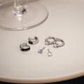Silver Crystal Stud and Huggie Hoop Six Piece Earring Set view 3