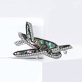Shell Effect Airplane Brooch With Clear Crystal Frame view 2