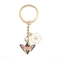 Gold Tone Butterfly Skull and Sakura Flower Clip Keychains view 4