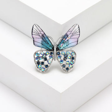 Pastel Butterfly Brooch with Crystal Lower Wings Decorative Accessory