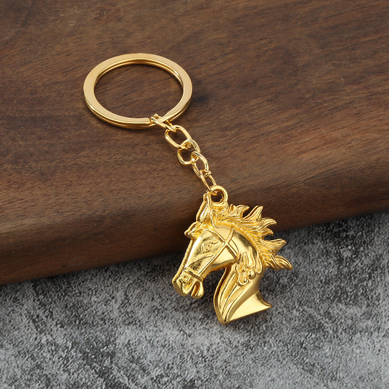 3D Horse Head Zinc Alloy Keychain Gift Pendant