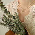 Gold Tone Cross Charm Bracelet Double Chain Lobster Clasp view 4