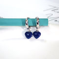 Silver Tone Hoop Enamel Heart Drop Earrings 6 Colors view 11