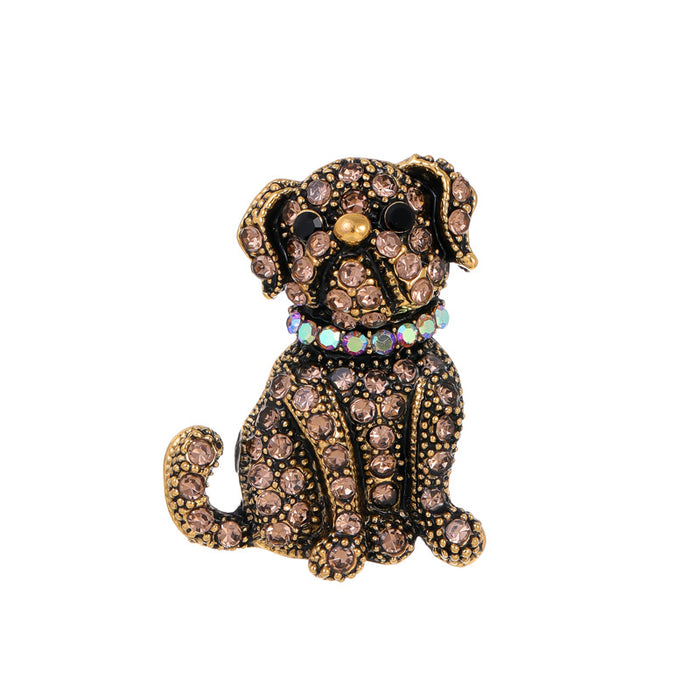 Black Gold Tone Dog Metal Brooch Pin for Jackets and Lapels