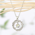 Crystal Crescent Leaf Wreath Pendant Necklaces in Gold or Silver Tone view 5