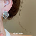 Smoky Crystal Twisted Square Gold Tone Stud Earrings view 3