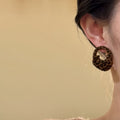 Leopard Flocked Open Circle Stud Statement Earrings view 3