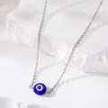Silver Tone Round Enamel Evil Eye Pendant Necklaces in Five Colors view 7