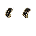Gold Beaded Lattice Fabric Weave Mini Hoop Earrings view 5
