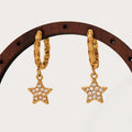 Gold Star Zircon Drop Hoop Earrings Smooth Twist Pavé Styles view 3