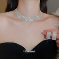 Silver Pave Rectangular Collar Necklace Earring Sets Bracelets view 2