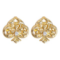 Gold-Tone Openwork Spade Stud Earrings Clear Center Stone view 5