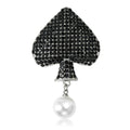 Black Spade Pearl Drop Brooch in Black for Jackets and Scarves view 1