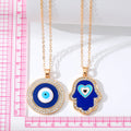 Gold and Silver Tone Crystal Round and Hamsa Evil Eye Necklaces view 5