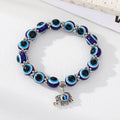 Silver Tone Blue Evil Eye Bead Stretch Bracelets with Six Charms view 7