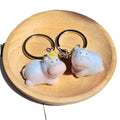 Flocked Pastel Hippo Keychains Duck Cap and Plain 2 Styles view 5