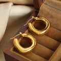 Chunky Polished Gold Hollow U Shape Hoop Earrings Bold view 3