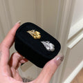 Zircon Feather Brooch Brushed Metal Gold Silver 2 Colors view 3