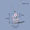 Pink Blossom and Butterfly Pendant Necklace with Polished Metal Finish view 5