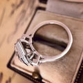 Antique Silver Round Halo Crystal Ring in Polished Metal view 2