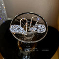 Silver Crystal Open Heart Stud Statement Earrings Pair view 1