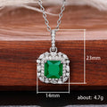 Green Emerald Cut Halo Pendant Necklace White Metal Alloy view 5