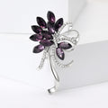 Crystal Flower Spray Brooch in Detailed Metal and Crystal Design view 2