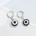 Silver Tone Round Evil Eye Huggie Drop Earrings in Eight Colors view 2