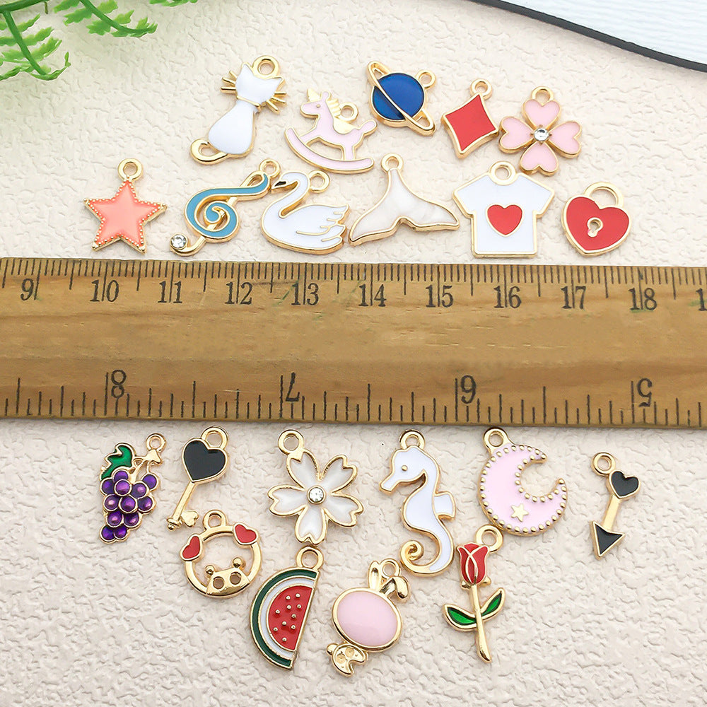 Enamel Zinc Alloy Rose Grape Watermelon Fruit Charm Pendants for DIY Keychain Jewelry