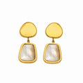 White Shell Geometric Drop Earrings in Gold and Silver Tone view 5