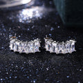 Silver C Shape Rectangular Clear Baguette Stud Earrings view 5