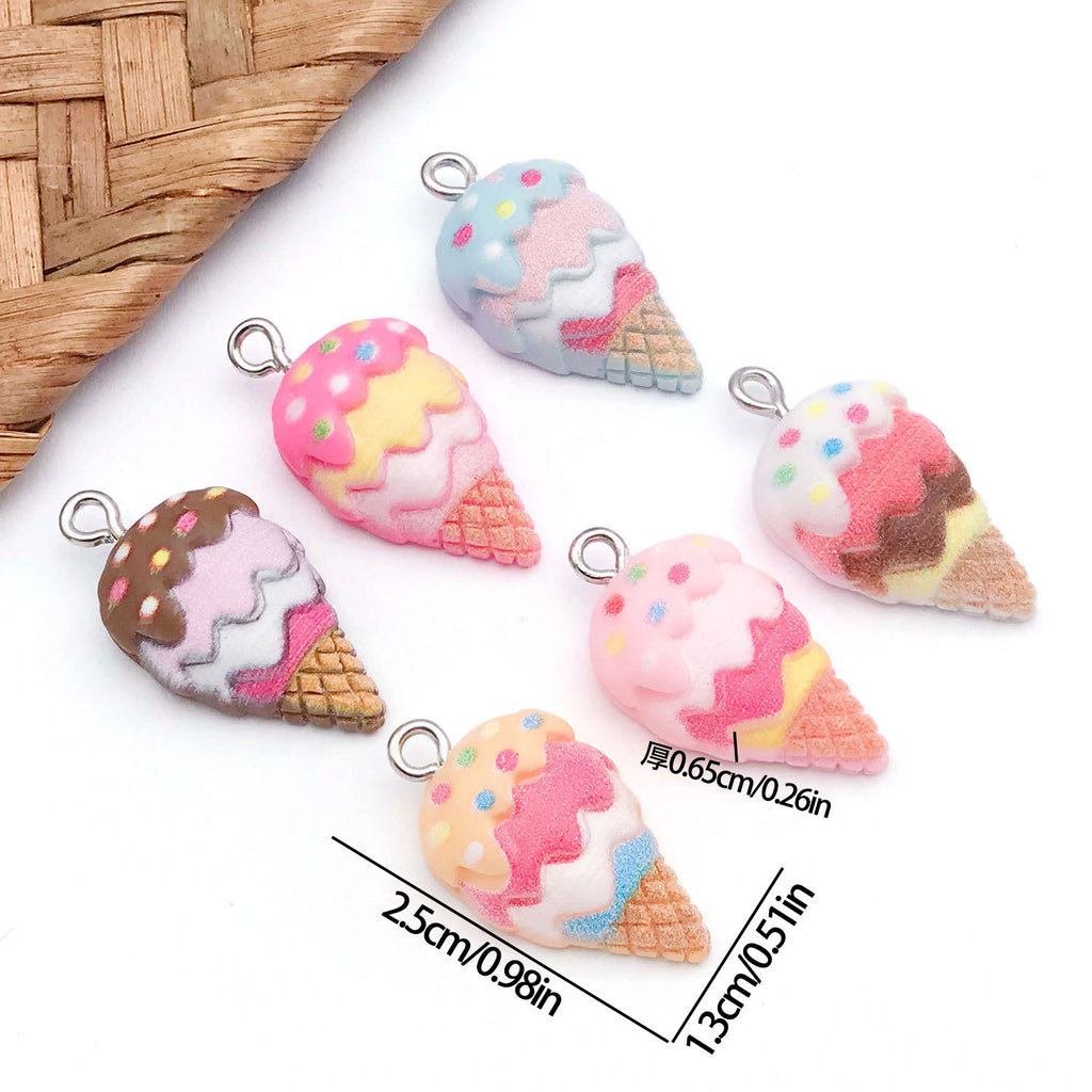 Cute Resin Ice Cream Popsicle Charm Pendant for Keychain Bag Decoration DIY