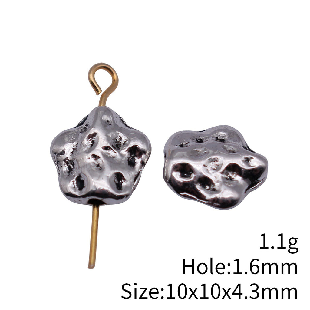 10x10x4.3mm 1.1g Antique Silver Tone Zinc Alloy Hammered Five Point Star Flat Spacer Beads for DIY Jewelry