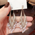 Silver Tone Beaded Teardrop Earrings in Blue and Pink view 2